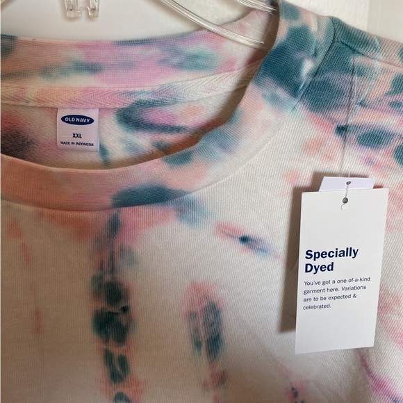 NWT Old Navy Cropped Tie Dye Sweatshirt Size XXL Cotton Candy Colors - Picture 3 of 10